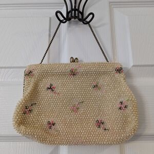 Vintage Corde Pearl Bead Purse Clutch Lumered